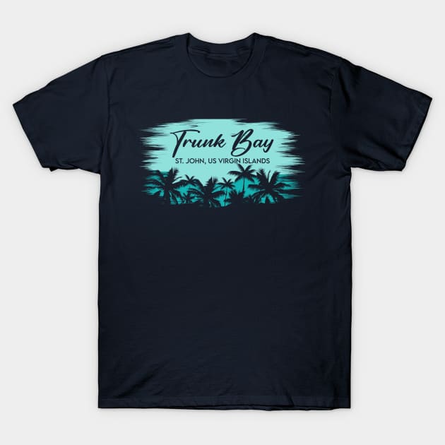 Trunk Bay St. John USVI Beach Palm Tree T-Shirt by Now Boarding